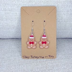 Gingerbread Men Earrings Made with Sterling Silver Ear Wires NWT
